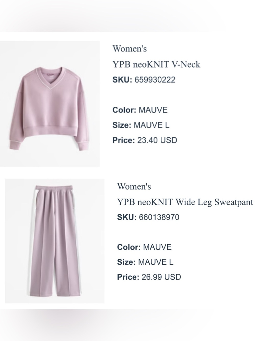 YPB Mauve Women's Wide Leg sweat set